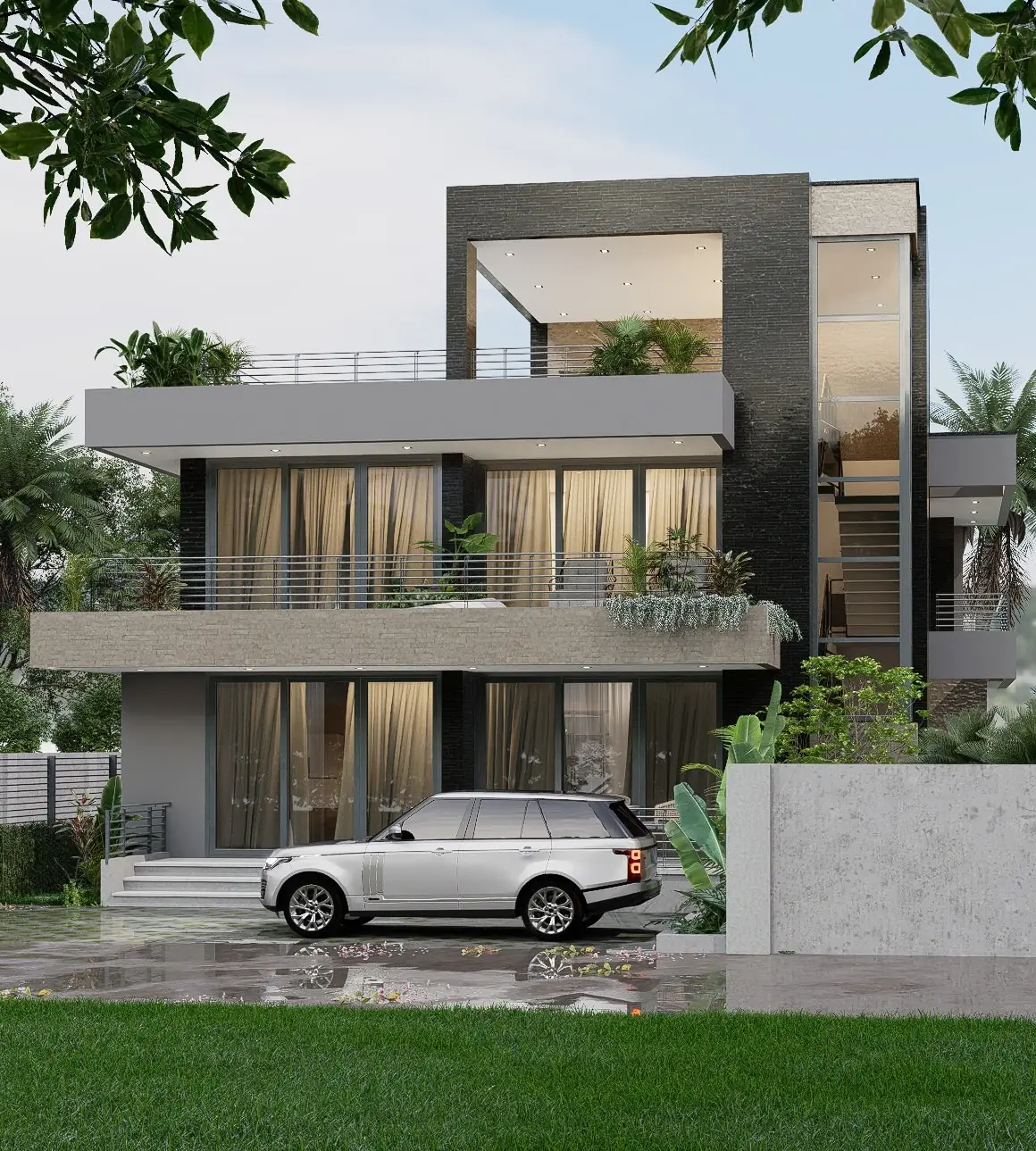 Rendu d'une villa contemporaine à Lubumbashi